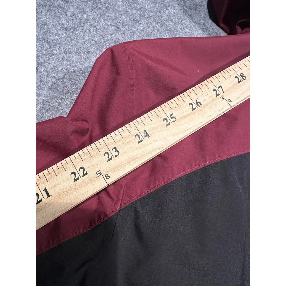 The North Face Mens XL Hooded Fleece Lined Jacket Burgundy Black Colorblock